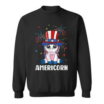 Americorn Unicorn 4Th Of July Girls Mericorn Merica Sweatshirt - Seseable