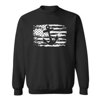 Anchor American Flag Boat Captain Gift Sweatshirt | Mazezy