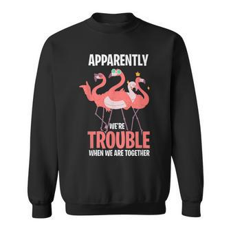 Apparently Were Trouble When We Are Together Funny Flamingo V3 Sweatshirt - Thegiftio UK