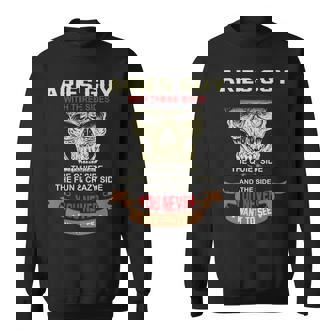 Aries Guy I Have 3 Sides Aries Guy Birthday Sweatshirt | Seseable CA