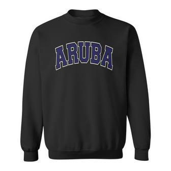 Aruba Varsity Style Navy Blue Text Sweatshirt | Mazezy