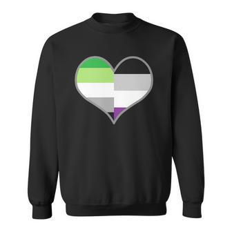 Asexual Aromantic Pride Flag Heart Nonsexual Equality Month Sweatshirt | Mazezy