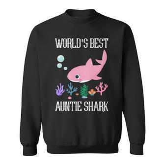 Auntie Gift Worlds Best Auntie Shark Sweatshirt - Seseable