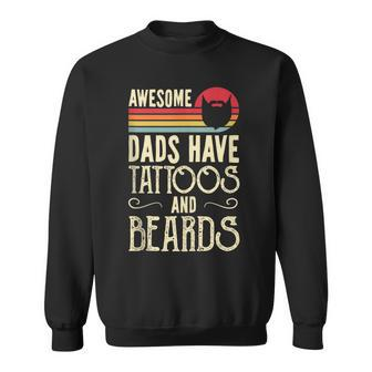 Awesome Dads Have Tattoos And Beards Vintage Bearded Dad Sweatshirt - Thegiftio UK