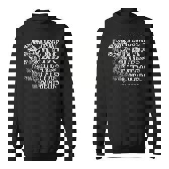 Awesome Dads Have Tattoos And Beards Vintage Fathers Day Sweatshirt - Thegiftio