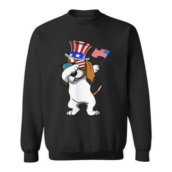 Basset Hound Dabbing Dog Dad 4Th Of July Sweatshirt - Seseable