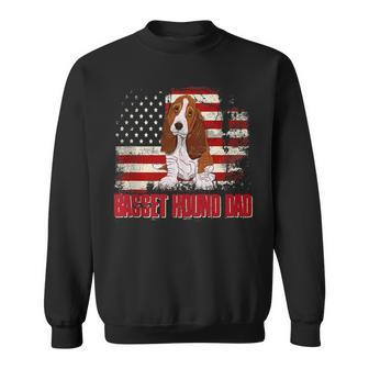 Basset Hound Dad American Flag 4Th Of July Dog Lovers Sweatshirt - Seseable
