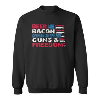 Beer Bacon German Shepherd Guns & Freedom Tee July Gift Sweatshirt | Mazezy