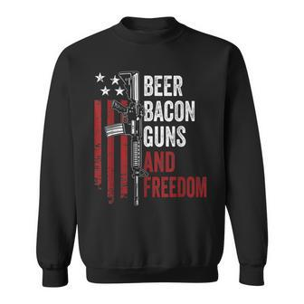 Beer Bacon Guns & Freedom - Funny Bbq Gun Usa Flag Drinking Sweatshirt - Thegiftio UK