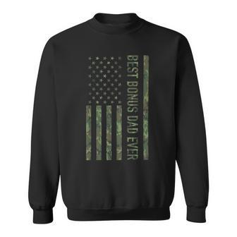 Best Bonus Dad Ever Us American Military Camouflage Flag Sweatshirt - Monsterry