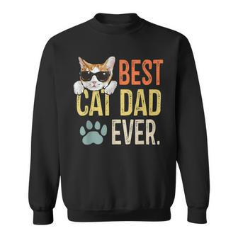 Best Cat Dad Ever Funny Retro Cat Lover Fathers Day Sweatshirt - Monsterry