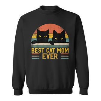 Best Cat Mom Ever Vintage Retro Style Black Cats Lover Sweatshirt - Thegiftio UK