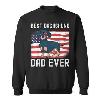 Best Dachshund Dad Ever American Flag 4Th Of July Weiner Dog Sweatshirt - Seseable