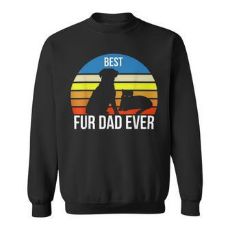 Best Fur Dad Ever Vintage Retro Dog And Cat Owner Funny Sweatshirt - Monsterry