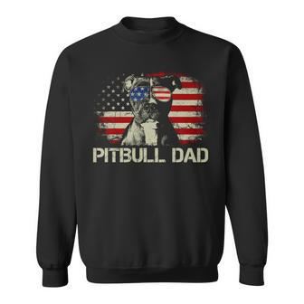 Best Pitbull Dad Ever American Flag 4Th Of July Gift V2V3 Sweatshirt - Seseable