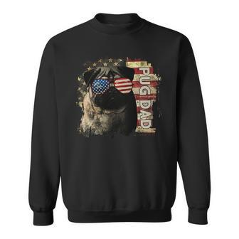 Best Pug Dad Ever American Flag 4Th Of July Pug Lovers Gift Sweatshirt - Seseable