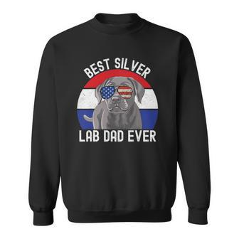 Best Silver Lab Dad Ever Vintage Patriotic American Flag V2 Sweatshirt - Thegiftio UK