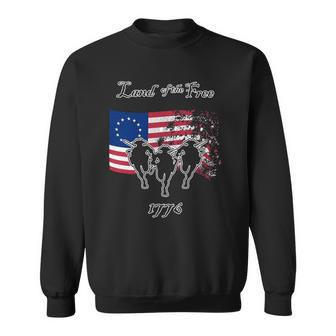 Betsy Ross Flag Land Of The Free Women Men Patriotic Gift Sweatshirt | Mazezy