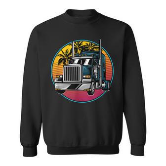 Big Truck Driver - 80S Sunset Vintage Trucking Trucker Sweatshirt - Thegiftio UK