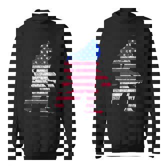 Bigfoot American Flag Usa 4Th Fourth Of July Red White Blue Sweatshirt - Seseable