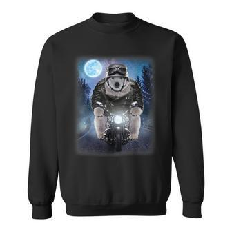 Biker Polar Bear Ride Motorcycle Galaxy Icy Moon  Sweatshirt