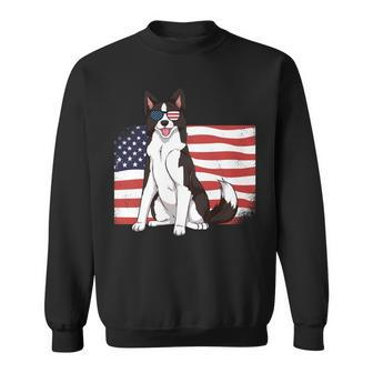 Border Collie Dad Mom American Flag 4Th Of July Usa Funny Sweatshirt - Seseable