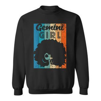 Born In May 21 To June 20 Birthday Gemini Girl Afro Hair Sweatshirt - Seseable