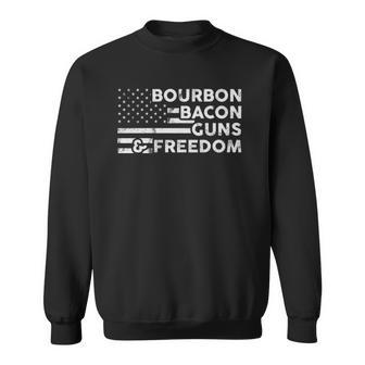 Bourbon Bacon Guns & Freedom 4Th Of July Patriotic Usa Flag Sweatshirt | Mazezy