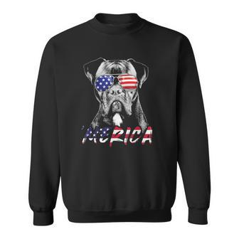 Boxer Dog American Usa Flag Merica 4Th Of July Dog Lover Sweatshirt | Mazezy