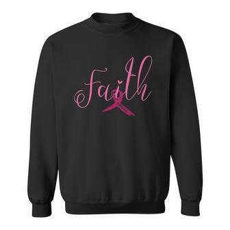 Breast Cancer Awareness Ribbon - Faith Love Hope Pink Ribbon Sweatshirt | Mazezy