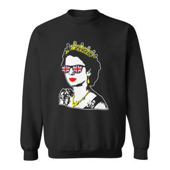 British Elizabeth Ii Union Jack Sunglasses Meme Sweatshirt | Mazezy