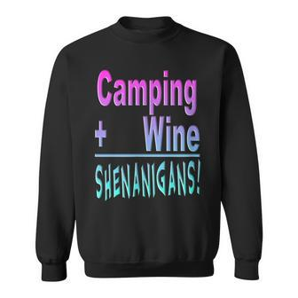 Camping Drink Wine Shenanigans Funny Camp Humor Drinking Sweatshirt - Thegiftio UK