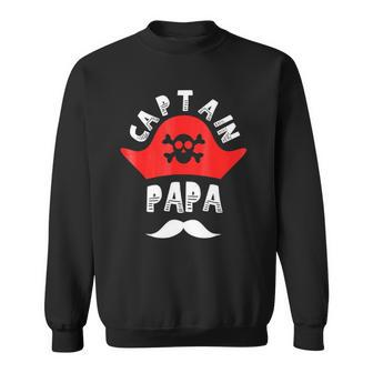 Captain Papa Pirate Skull And Crossbones Gift Sweatshirt | Mazezy