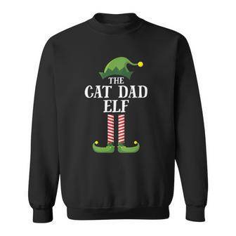 Cat Dad Elf Matching Family Group Christmas Party Pajama Sweatshirt | Mazezy