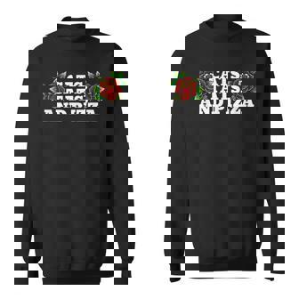 Cats Tats And Pizza Funny Ink Tattoo Kitten Cat Sweatshirt - Thegiftio
