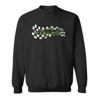 Checkered Flag Indiana With Racecar Sweatshirt | Mazezy