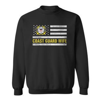Coast Guard Wife With American Flag Gift For Veteran Day Sweatshirt | Mazezy