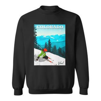 Colorado Vail Mountains Retro Travel Graphic Design Sweatshirt | Mazezy