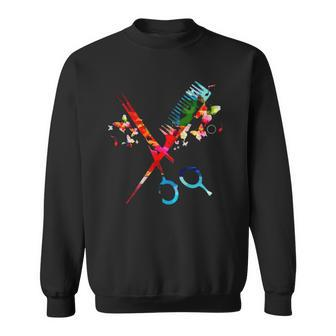 Colorful Comb And Scissors Barber Hairstylist Sweatshirt | Mazezy