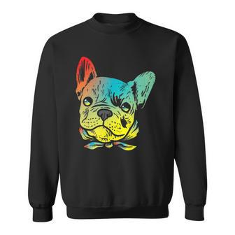 Colorful French Bulldog Face Frenchie Dog Lover Owner Gift Sweatshirt | Mazezy