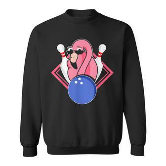 Cool Bowling Flamingo Funny Shorebirds Lover Bowling Player Sweatshirt - Thegiftio UK