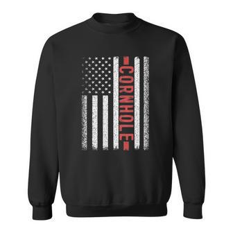 Cornhole American Flag 4Th Of July Bags Player Novelty Sweatshirt | Mazezy
