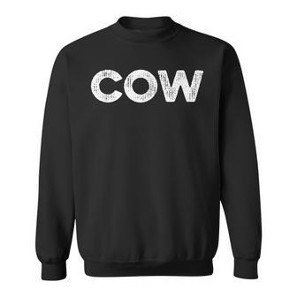 Cow Distressed Retro Word Design Sweatshirt - Thegiftio UK