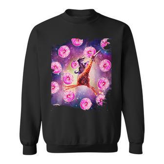 Cowboy Space Cat On Giraffe Unicorn - Donut Sweatshirt - Thegiftio UK