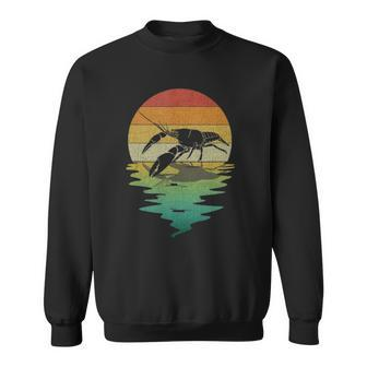 Crayfish Sunset Retro Vintage 70S Crawfish Nature Lover Sweatshirt - Thegiftio UK