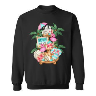 Cute Beach Motif With Flamingo & Flip Flops For Summer Lover Sweatshirt - Thegiftio UK