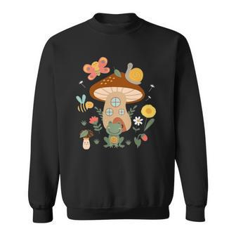 Cute Cottagecore Aesthetic Frog Mushroom Snail Teen Girls Sweatshirt | Mazezy