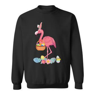Cute Pink Flamingo Easter Eggs Basket Funny Flamingo Lovers Sweatshirt - Thegiftio UK