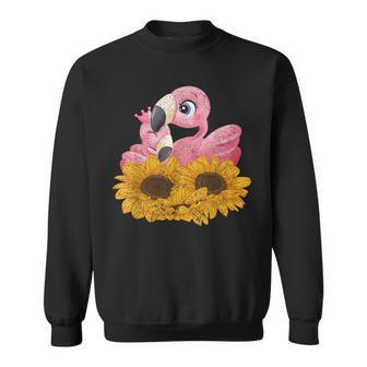 Cute Tropical Bird Animal Yellow Sunflower Pink Flamingo Sweatshirt - Thegiftio UK