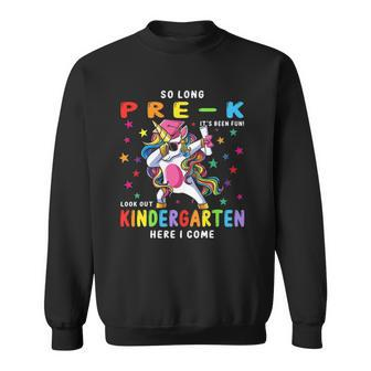 Cute Unicorn Dabbing So Long Pre-K Kindergarten Here I Come Sweatshirt | Mazezy